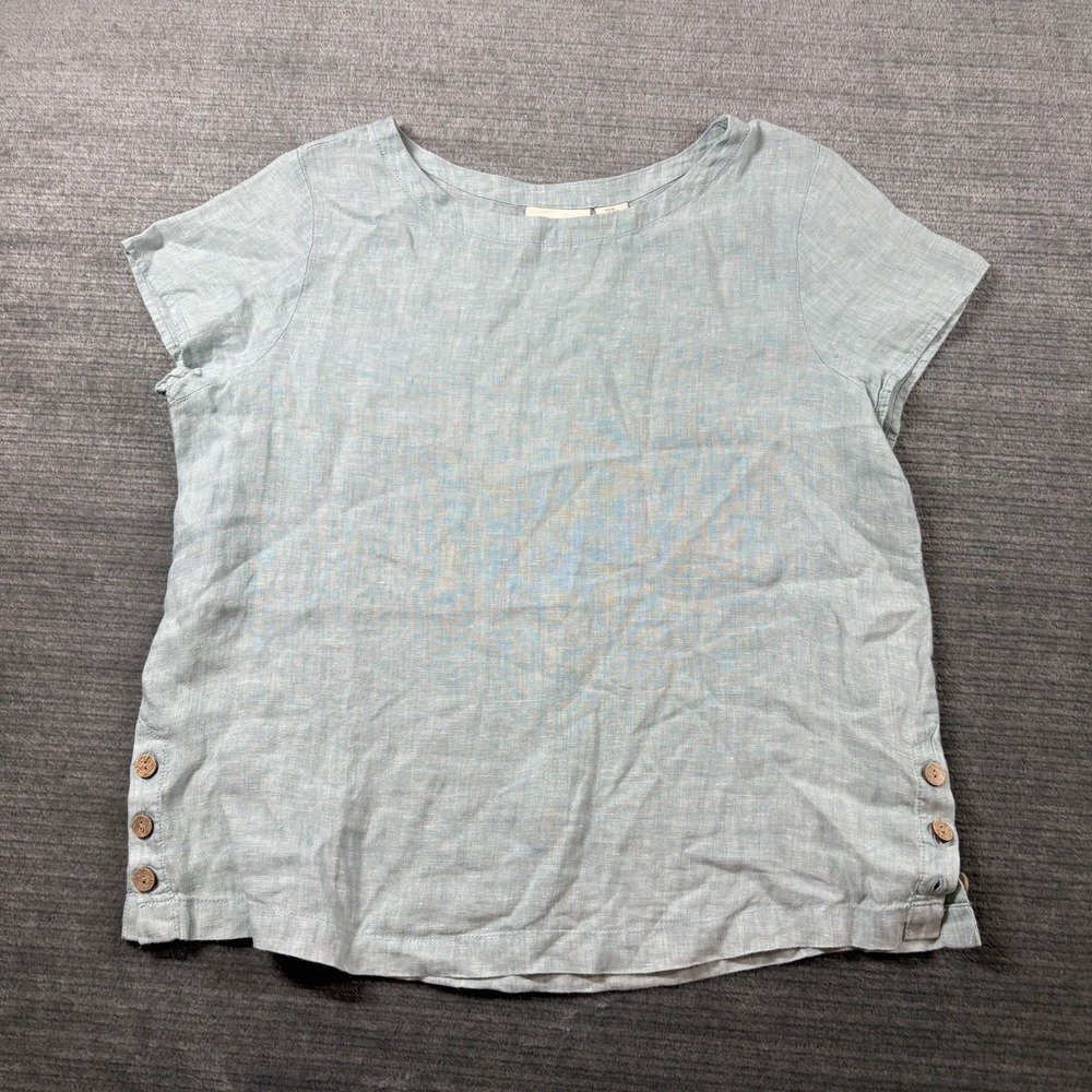Cynthia Rowley Linen Top Women M Blue Flowy Minimalist Coastal Vacation